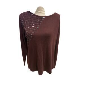 Women’s Hasting & Smith Brown Beaded Sweater. Size Large